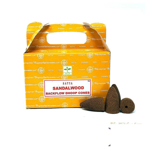 Incense Satya Sandalwood Dhoop Backflow Cones BFSD (BFC153) 4 $ Shop All The Witches Sage LLC Stew's Incense