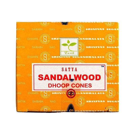 Incense Satya Sandalwood Dhoop Incense Cones INC09 (NAG-S12) 1 $ Shop All The Witches Sage LLC Stew's Incense