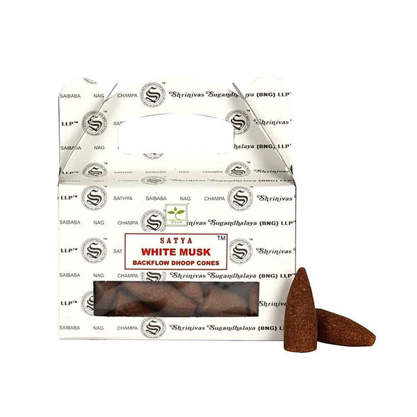 Incense Satya White Musk Dhoop Backflow Cones 40323 4 $ Shop All The Witches Sage LLC Stew's Incense