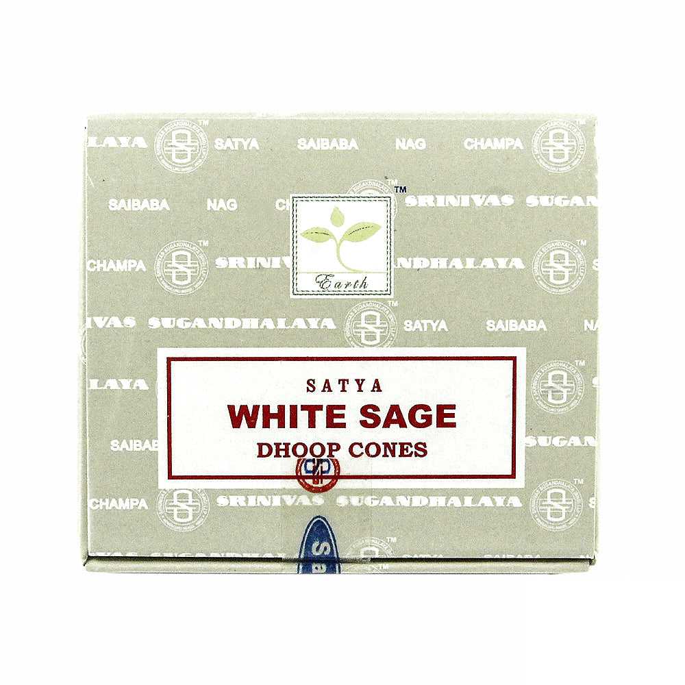Incense Satya White Sage Dhoop Incense Cones INC07 (SWS12) 1 $ Shop All The Witches Sage LLC Stew's Incense