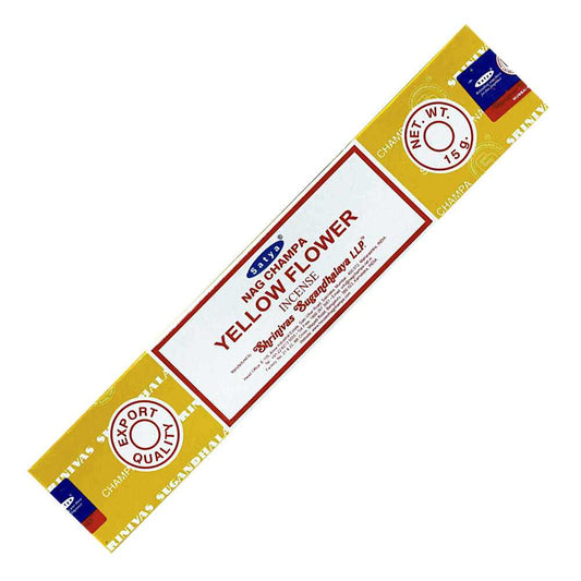 Incense Satya Yellow Flower Incense Sticks 15 gm ST238 1 $ Shop All The Witches Sage LLC Stew's Incense
