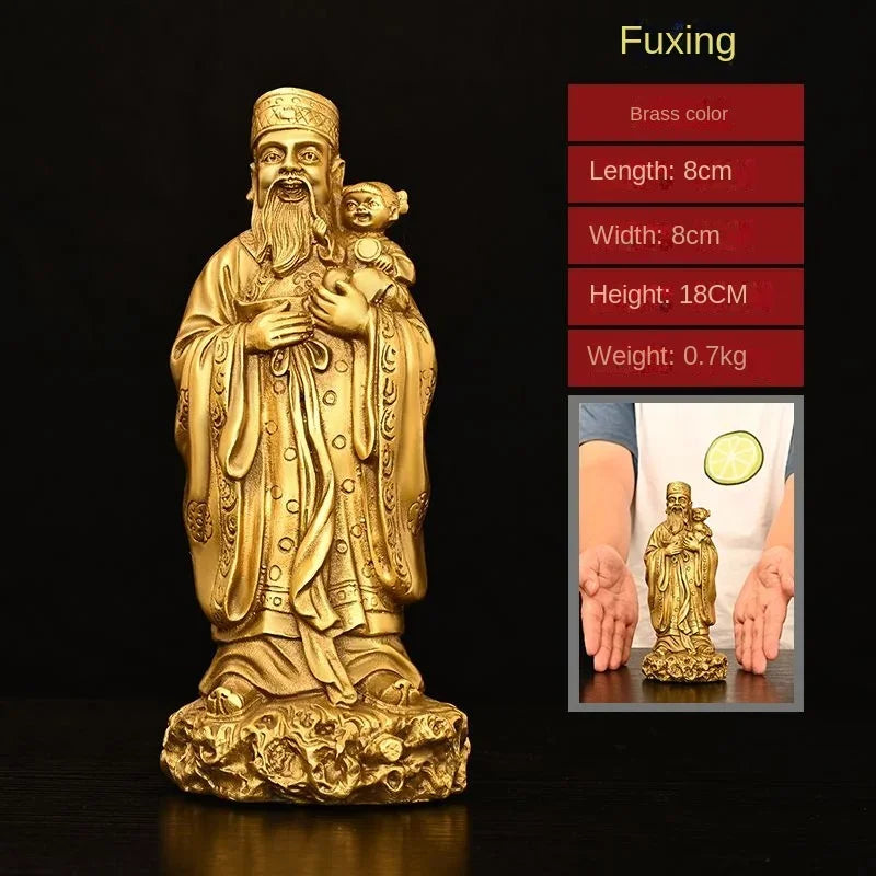 Pure Brass God of Fortune and Longevity God of Wealth Statue Longevity Star Nafu Home Decoration