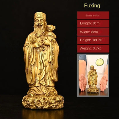 Pure Brass God of Fortune and Longevity God of Wealth Statue Longevity Star Nafu Home Decoration