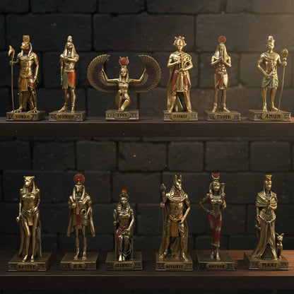 12 pieces-1 set of ancient Egyptian deity statues in resin, perfect for showing.