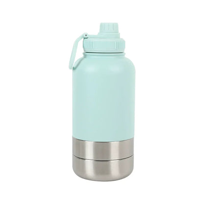 32 oz Portable Stainless Steel Pet Feeder 3-in-1 Style Outdoor Travel Bowl with Insulated Dog Water Bottle