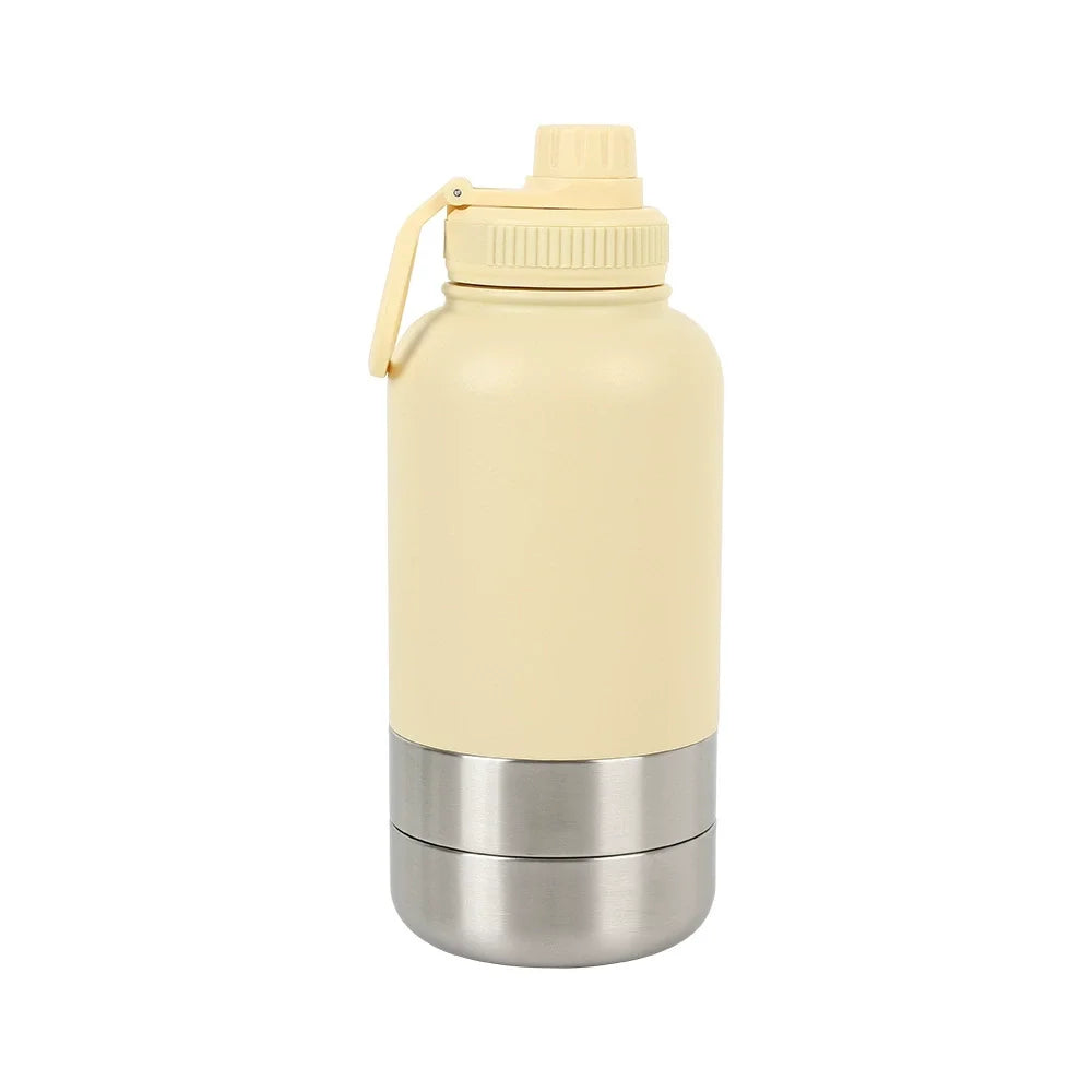32 oz Portable Stainless Steel Pet Feeder 3-in-1 Style Outdoor Travel Bowl with Insulated Dog Water Bottle