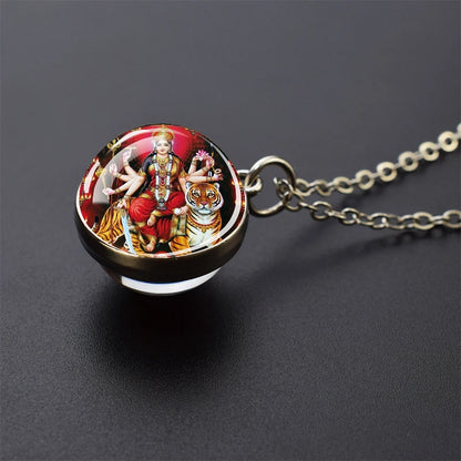 Hinduism Pendants Necklaces for Women Men Ganesha Shiva God Amulet Double Side Glass Ball Pendant India Buddhism Jewelry Gift