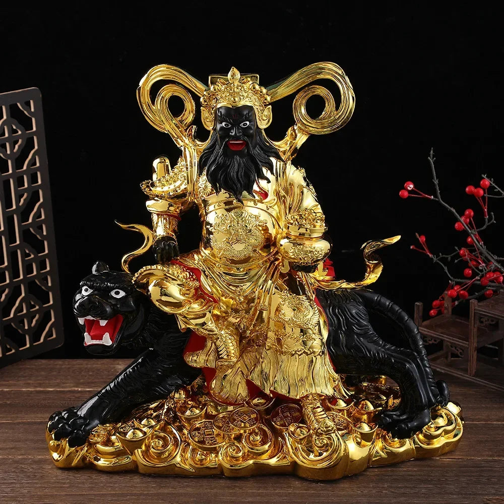 Lucky Resin God of Wealth Zhao Gongming Statue of Tiger Statue Buddha Home Offering