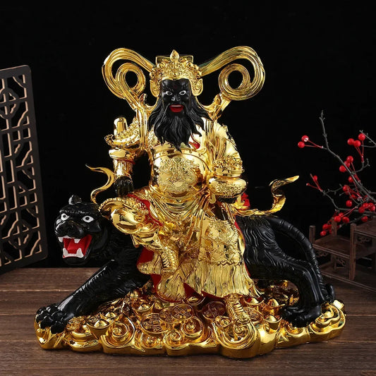 Lucky Resin God of Wealth Zhao Gongming Statue of Tiger Statue Buddha Home Offering