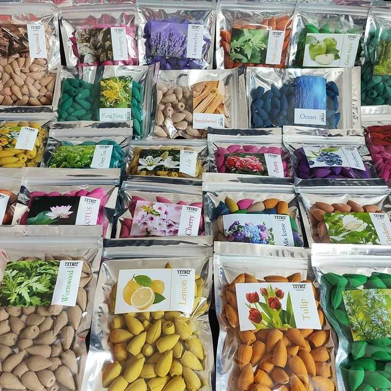  50pcs/bag Natural backflow incense cones Sandalwood Lavender Mixed scents for home waterfall incense smoke Reflux Tower Incense 12000045861471215 7 $ Shop1104310414 Store Stew's Incense