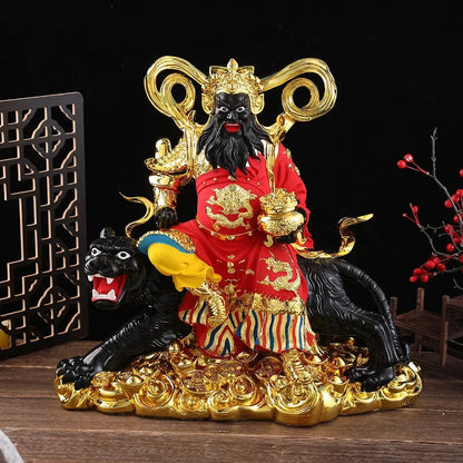 Lucky Resin God of Wealth Zhao Gongming Statue of Tiger Statue Buddha Home Offering
