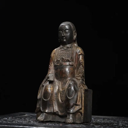 Hand-Cast Premium Pure Copper Zhenwu Emperor Statue - 17.7" Antique Bronze Taoist Deity Figurine for Home Temple Altar Feng