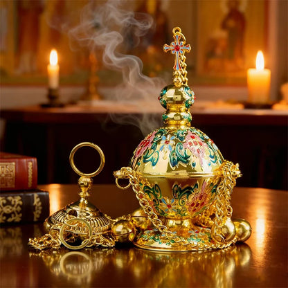 New 2026 Orthodox Church Incense Christian Hanging Incense Burner With Chain Mass Prayer Easter Orthodox Church Incense Burner