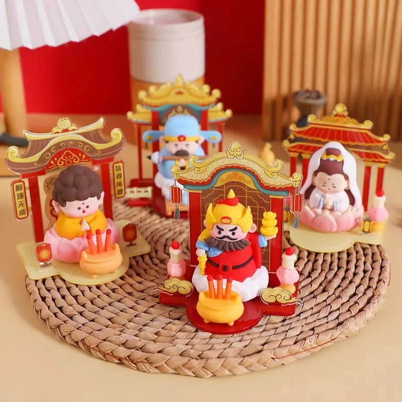 Chinese Deity Figurines Desk Organizer Creative Car Interior Zen Decor Office Stress Relief Ornament Car/Buddha Shrine Decor