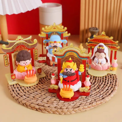 Chinese Deity Figurines Desk Organizer Creative Car Interior Zen Decor Office Stress Relief Ornament Car/Buddha Shrine Decor