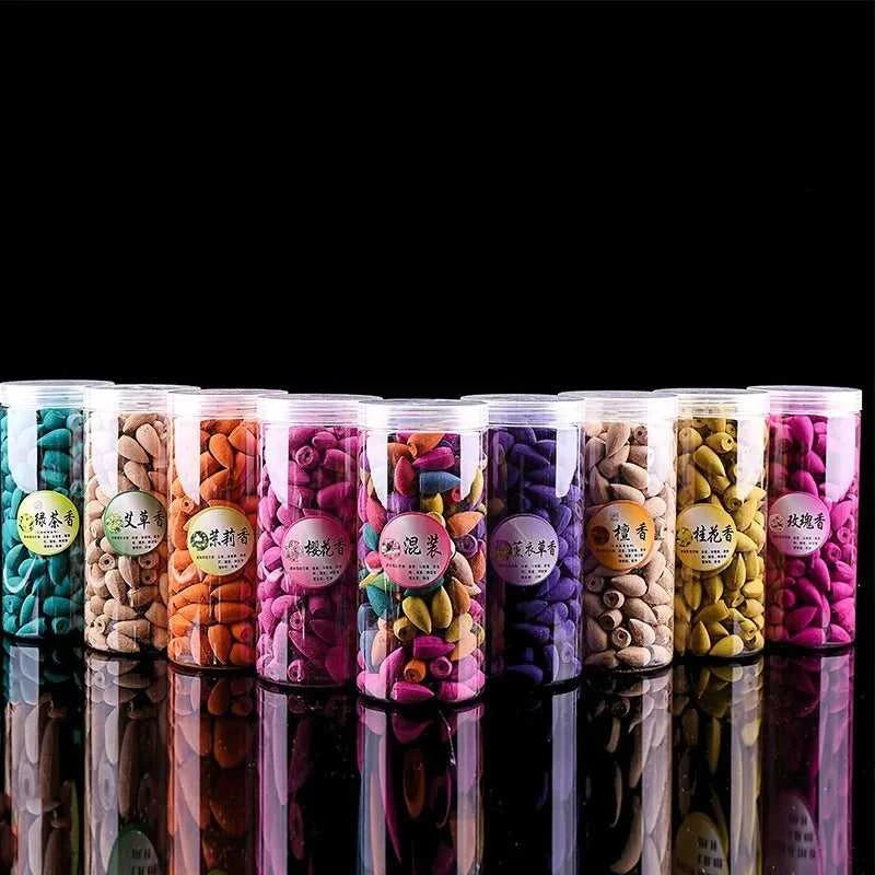 About 200pcs with Plastic Box Mixed Backflow Incense Cones Sandalwood Jasmine Rose Smoke Cone Reflux Tower Incense Bullet 12000037321363270 23 $ MiniDeal Store Stew's Incense