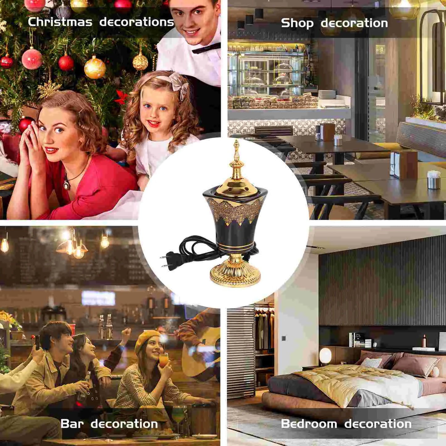 Plug-in Incense Burner Aroma Metal Decorative Burners Original Electric Censer Ceramic Holder for Decoration