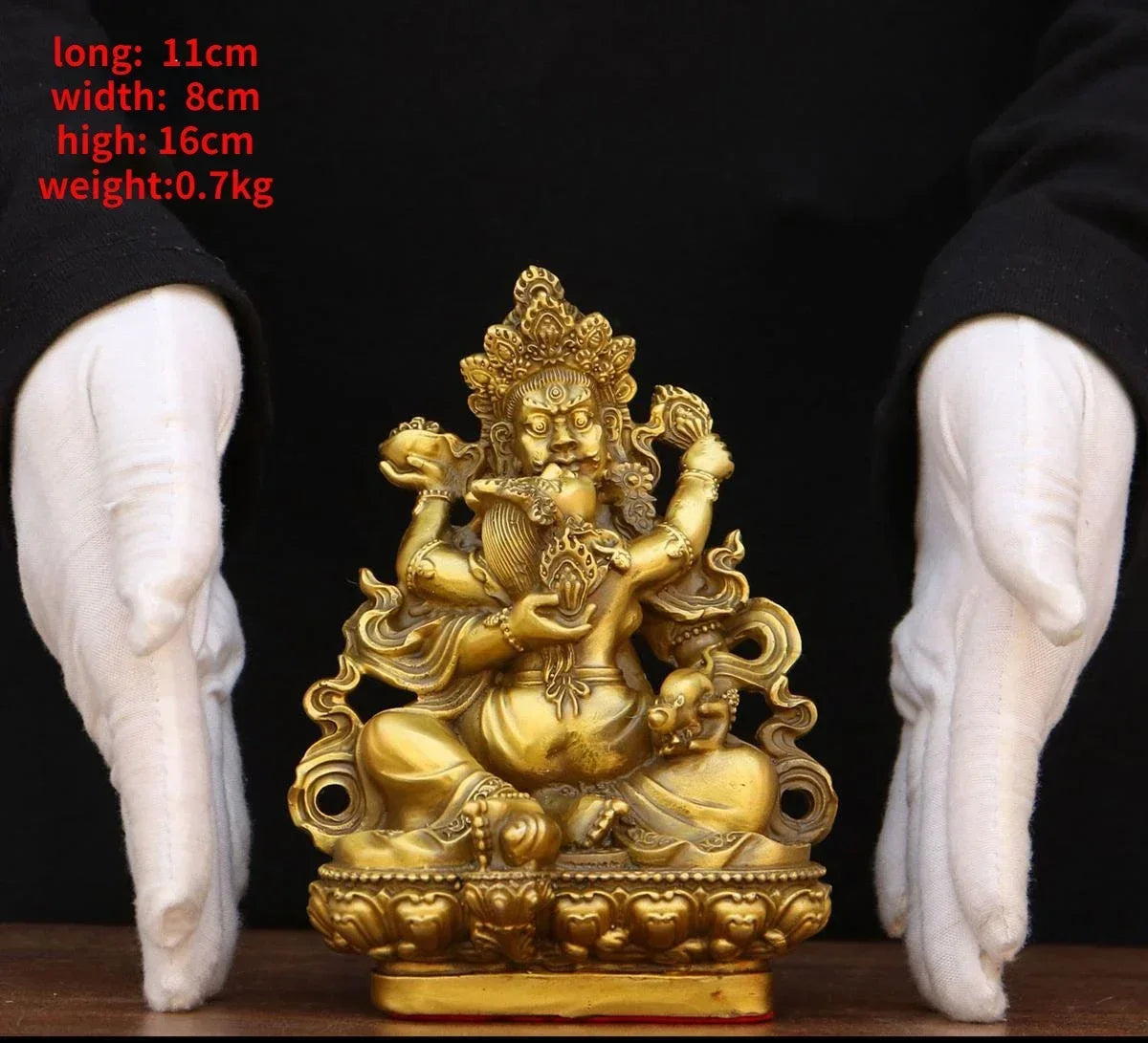 Feng Shui Copper God of Wealth Ornament Tantric Tibetan Five Surnames Home Statue