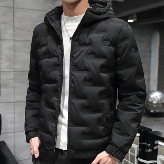 Men Jackets Mens Hooded Zipper Puffer Jacket OPMJ0924A1-BLK-XS 69 $ Coats Onetify Stew's Incense
