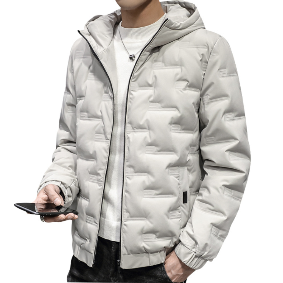 Men Jackets Mens Hooded Zipper Puffer Jacket OPMJ0924A1-BLK-XS 69 $ Coats Onetify Stew's Incense