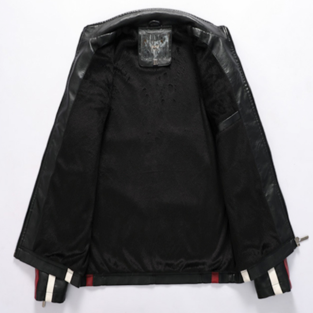 Mens Biker Jacket Mens Biker Vegan Leather Jacket With Badges OPMJ2101276F-BLK-XS 96 $ Coats Onetify Stew's Incense
