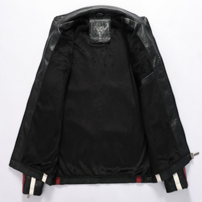 Mens Biker Jacket Mens Biker Vegan Leather Jacket With Badges OPMJ2101276F-BLK-XS 96 $ Coats Onetify Stew's Incense