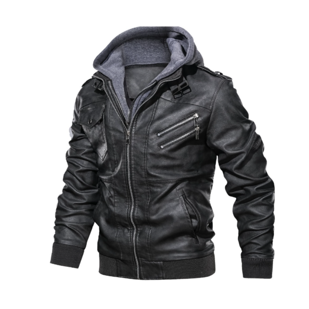 Mens Biker Jacket Mens Hooded Faux Leather Biker Jacket NDCLAM600079F-BLK-S 86 $ Coats Onetify Stew's Incense