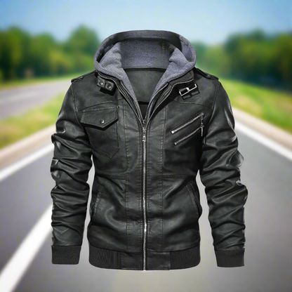 Mens Biker Jacket Mens Hooded Faux Leather Biker Jacket NDCLAM600079F-BLK-S 86 $ Coats Onetify Stew's Incense