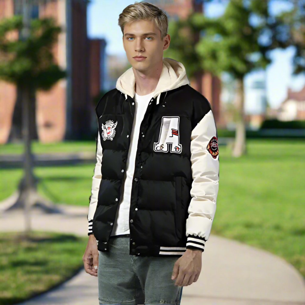 Men Jackets Mens layered Look Hooded baseball Jacket ONFYMS250806R7S8-RED-S 99 $ Coats Onetify Stew's Incense