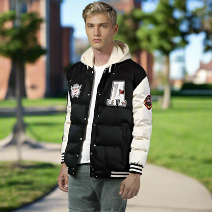 Men Jackets Mens layered Look Hooded baseball Jacket ONFYMS250806R7S8-RED-S 99 $ Coats Onetify Stew's Incense