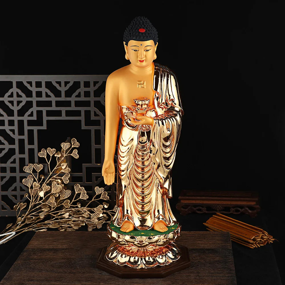 Standing Resin Buddha Statue Home Living Enshrinement God Statue Ornament