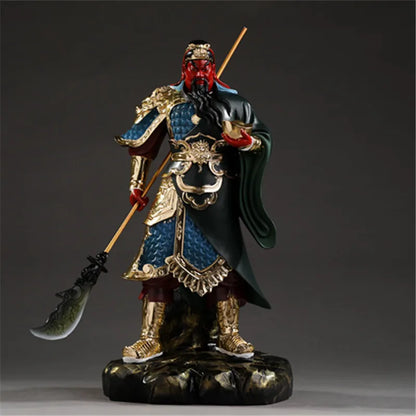Buddhist Deity Guan Gong Statue - God of Wealth Home Decor Ornament Domineering Buddhism Figurine Guan Yu Worship Idol