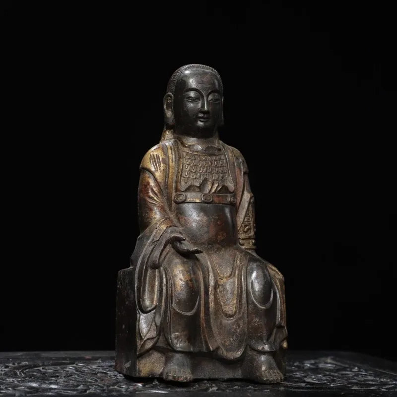 Hand-Cast Premium Pure Copper Zhenwu Emperor Statue - 17.7" Antique Bronze Taoist Deity Figurine for Home Temple Altar Feng
