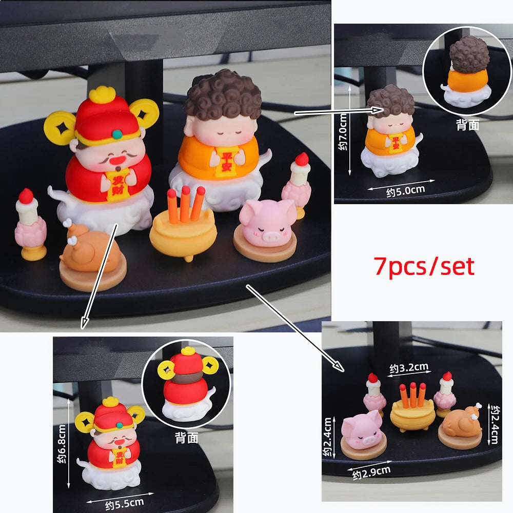 Chinese Deity Figurines Desk Organizer Creative Car Interior Zen Decor Office Stress Relief Ornament Car/Buddha Shrine Decor