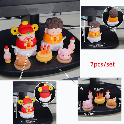 Chinese Deity Figurines Desk Organizer Creative Car Interior Zen Decor Office Stress Relief Ornament Car/Buddha Shrine Decor
