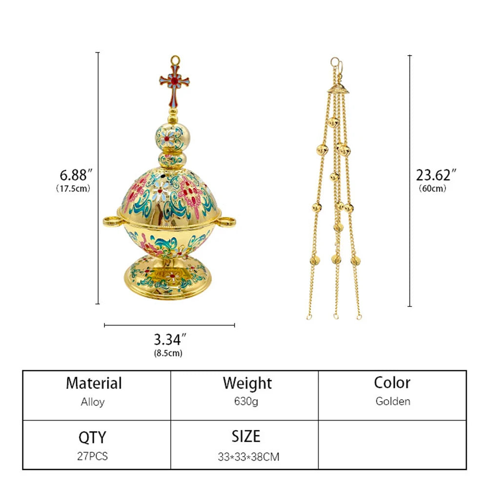 New 2026 Orthodox Church Incense Christian Hanging Incense Burner With Chain Mass Prayer Easter Orthodox Church Incense Burner