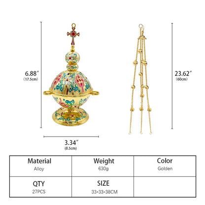New 2026 Orthodox Church Incense Christian Hanging Incense Burner With Chain Mass Prayer Easter Orthodox Church Incense Burner