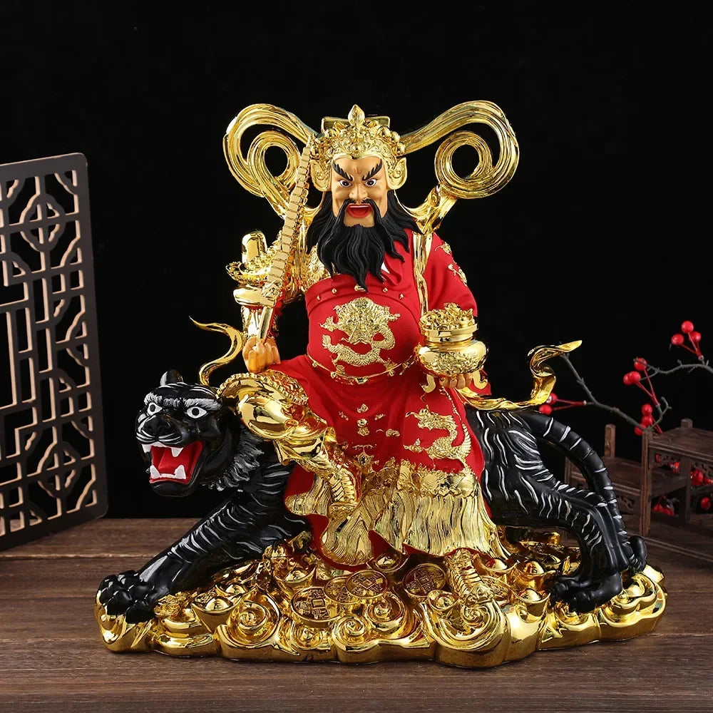 Lucky Resin God of Wealth Zhao Gongming Statue of Tiger Statue Buddha Home Offering