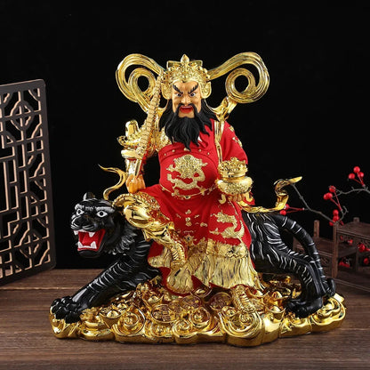 Lucky Resin God of Wealth Zhao Gongming Statue of Tiger Statue Buddha Home Offering