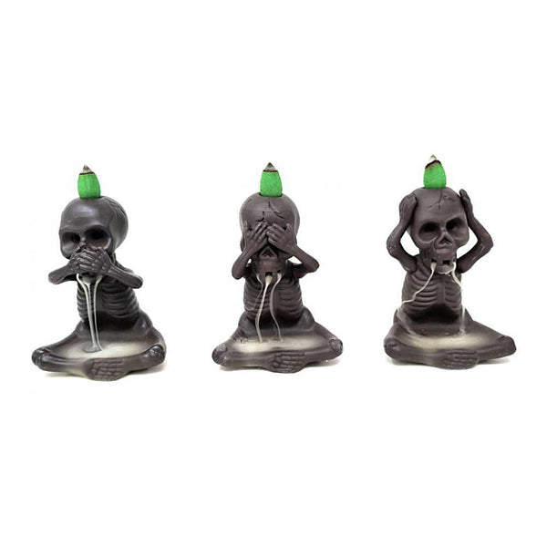 Incense Burner Skeleton Backflow Cone Burner - "See No Evil, Hear No Evil, Speak No Evil" BFL-05 29 $ Shop All The Witches Sage LLC Stew's Incense