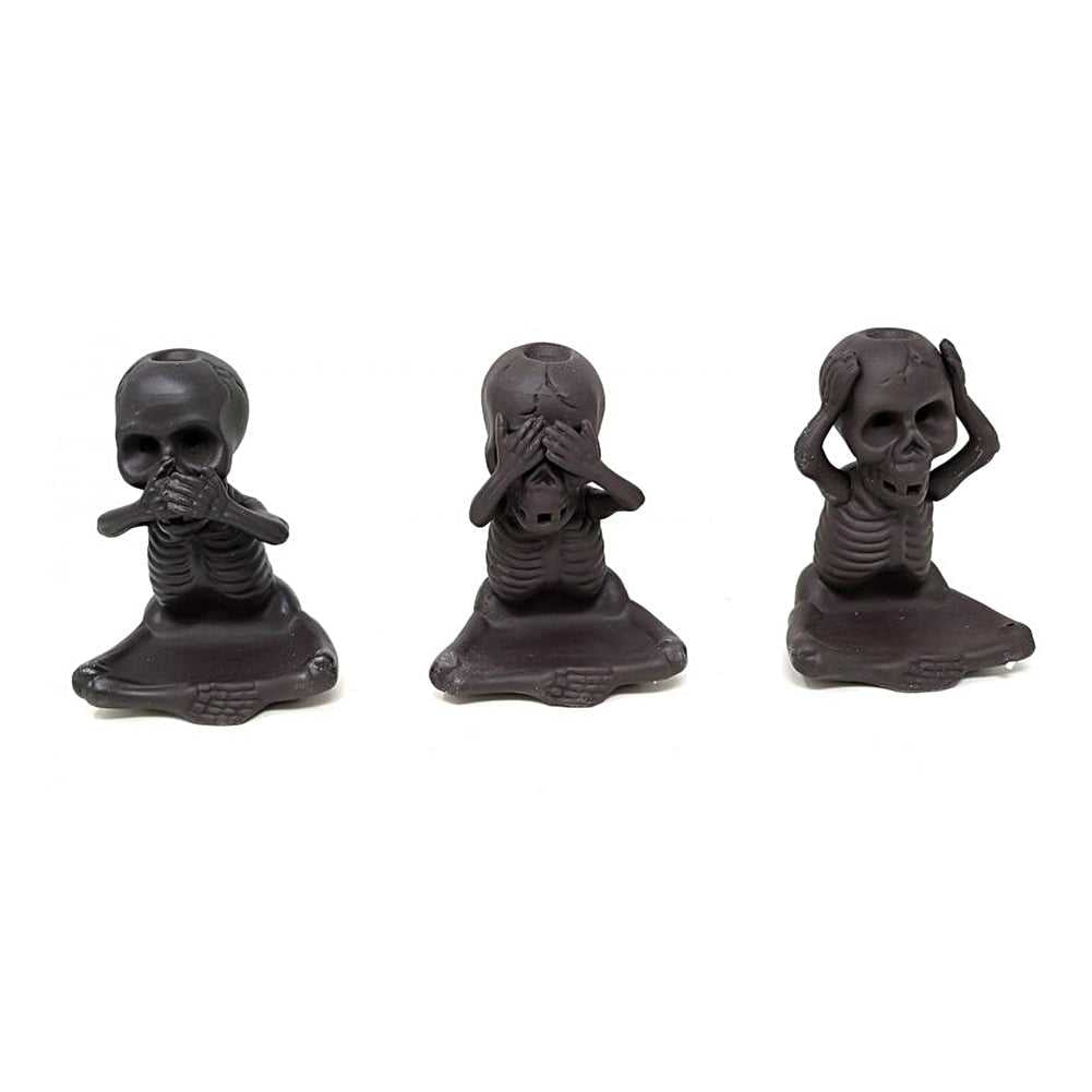 Incense Burner Skeleton Backflow Cone Burner - "See No Evil, Hear No Evil, Speak No Evil" BFL-05 29 $ Shop All The Witches Sage LLC Stew's Incense