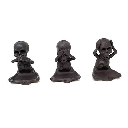 Incense Burner Skeleton Backflow Cone Burner - "See No Evil, Hear No Evil, Speak No Evil" BFL-05 29 $ Shop All The Witches Sage LLC Stew's Incense