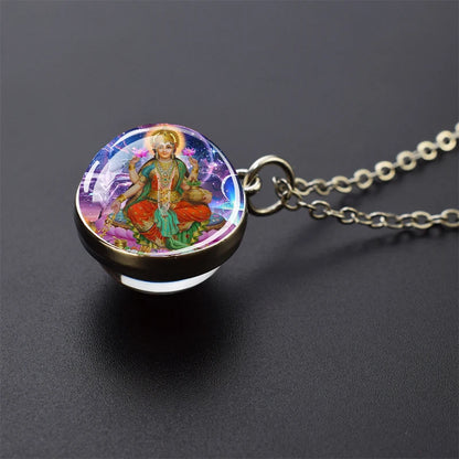 Hinduism Pendants Necklaces for Women Men Ganesha Shiva God Amulet Double Side Glass Ball Pendant India Buddhism Jewelry Gift