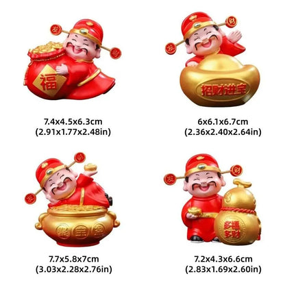 God of Wealth 2026 Horse Year Mascot Resin Table Decoration God of Wealth Figurines Statue Car Decor Car Interior Ornament