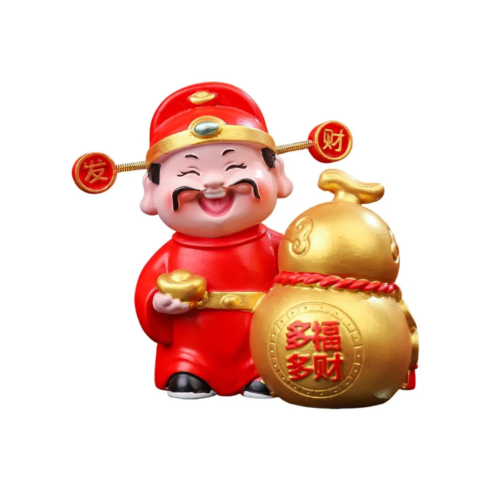 God of Wealth 2026 Horse Year Mascot Resin Table Decoration God of Wealth Figurines Statue Car Decor Car Interior Ornament