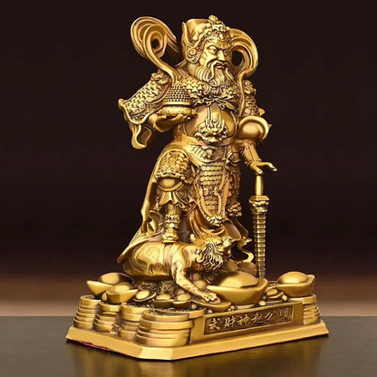 Feng Shui copper Zhao Gongming Ornament Home Living Room Decor Wu Cai God Standing Statue