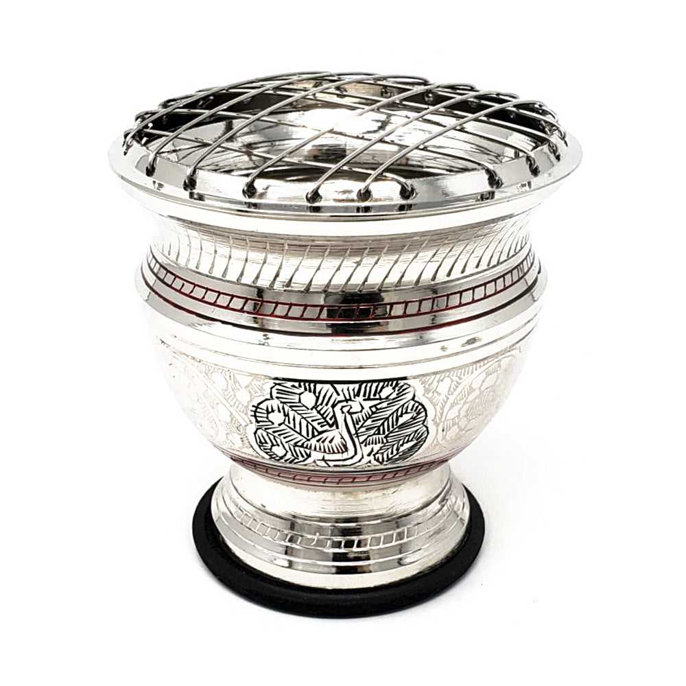 Incense Burner Silver Peacock Carved Brass Screen Charcoal Burner 136-710 21 $ Shop All The Witches Sage LLC Stew's Incense