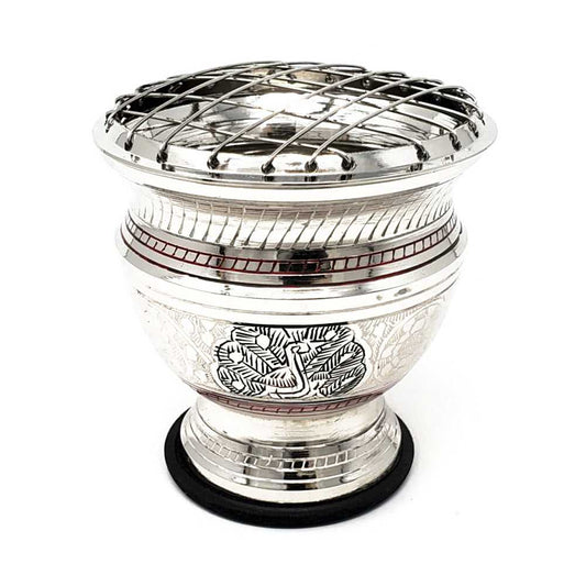 Incense Burner Silver Peacock Carved Brass Screen Charcoal Burner 136-710 21 $ Shop All The Witches Sage LLC Stew's Incense