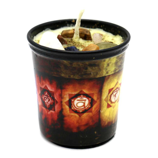 Candle Votive Scented Candle with Herbs and Crystal Stones - Chakras Balance 14209-DEEKEY 7 $ The Witches Sage LLC Stew's Incense