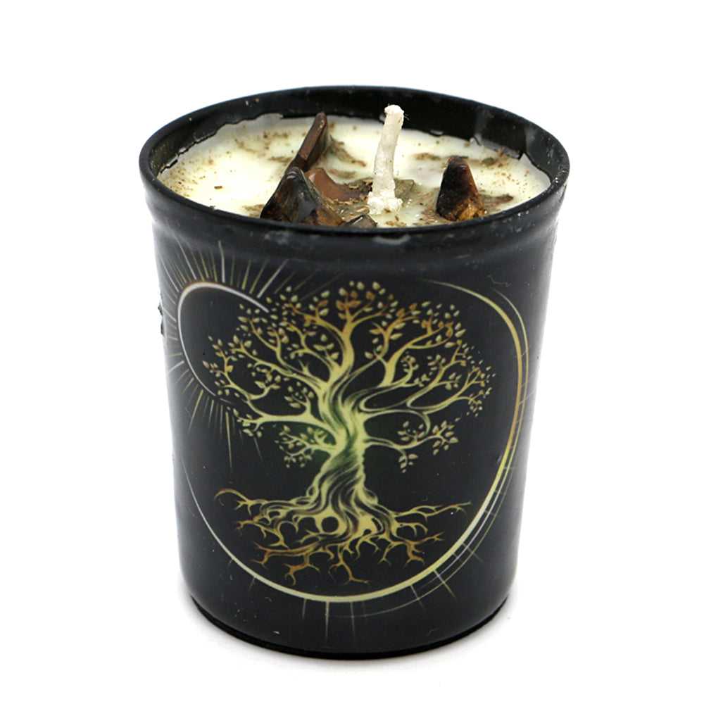 Candle Votive Scented Candle with Herbs and Crystal Stones - Golden Tree of Life 14204-DEEKEY 7 $ The Witches Sage LLC Stew's Incense